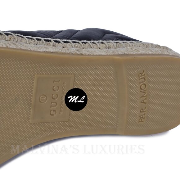 GUCCI SHOES FLATS MARMONT DOUBLE GG LEATHER ESPADRILLE sz 37 US 7 - Picture 14 of 15